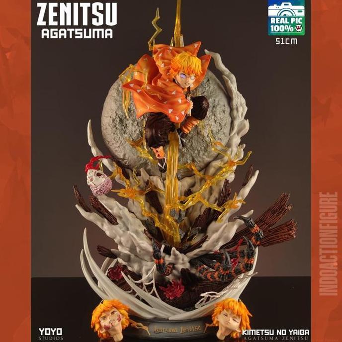 READY Statue Action Figure Demon Slayer Agatsuma Zenitsu Thunder Breathing YOYO Studio design LED