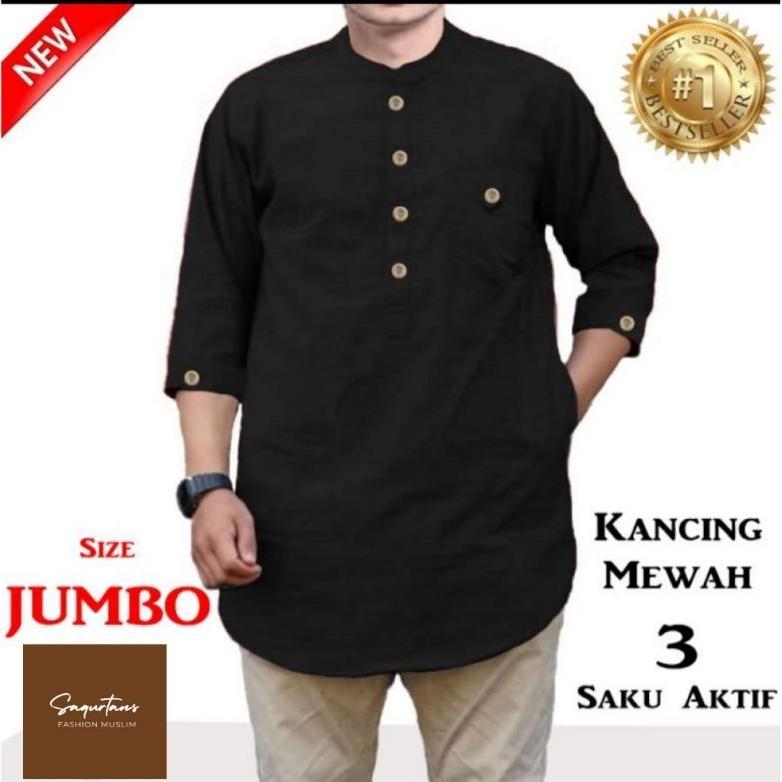 CALVORA BAJU KOKO QURTA MUSLIM TRIKHAN JUMBO PRIA KANCING MEWAH PREMIUM