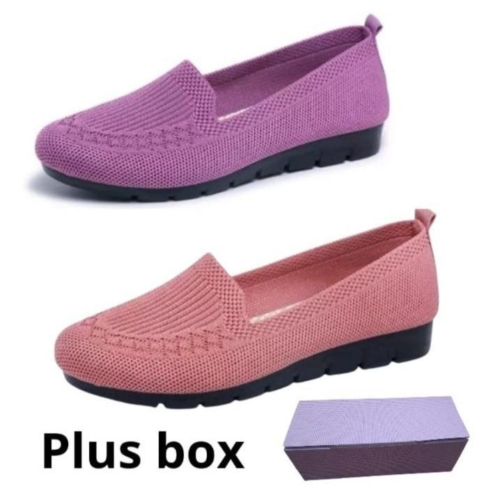 SOLWAY SEPATU FLAT RAJUT WANITA SEMI CASUAL | UJUNG BULAT TAHAN AIR SEPATU JALAN SANTAI ANTI SLIP