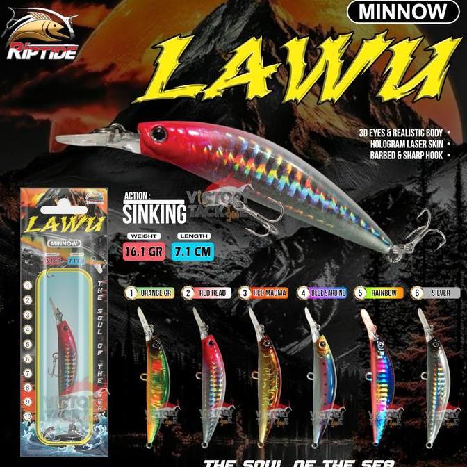 RIPTIDE LAWU MINNOW SINKING LURE UMPAN PANCING LURE MINNOW BERAT 16GR PANJANG 7CM