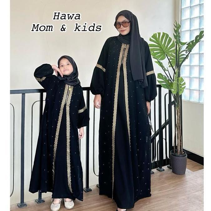 ABAYA HITAM GAMIS WANITA TERBARU TURKEY FASHION MUSLIM ARABIAN DUBAI HAWA MOM AND KIDS BUNGASHOP ORI