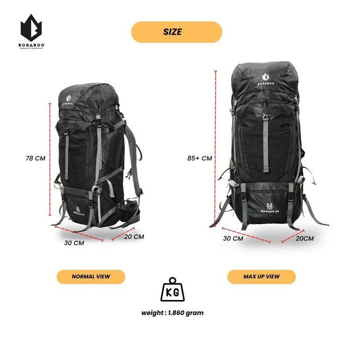 Vandring- Bogaboo Morigus 60 Liter +Cover Bag  -Tas Carrier Gunung Ultralight - Tas Keril Ransel Gun