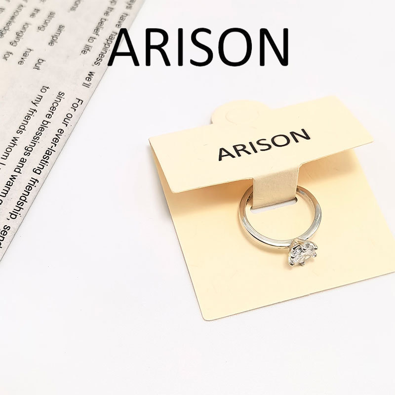 ARISON Cincin wanita ala Tiffany enam cabang, berlian imitasi Moissanite