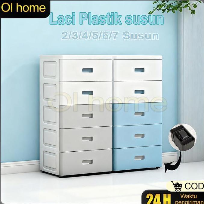 CASHBACK - 3/4/5/6/7 Susun Lemari Pakaian Plastik Drawer Storage Cabinet Putih Lemari Plastik Susun 