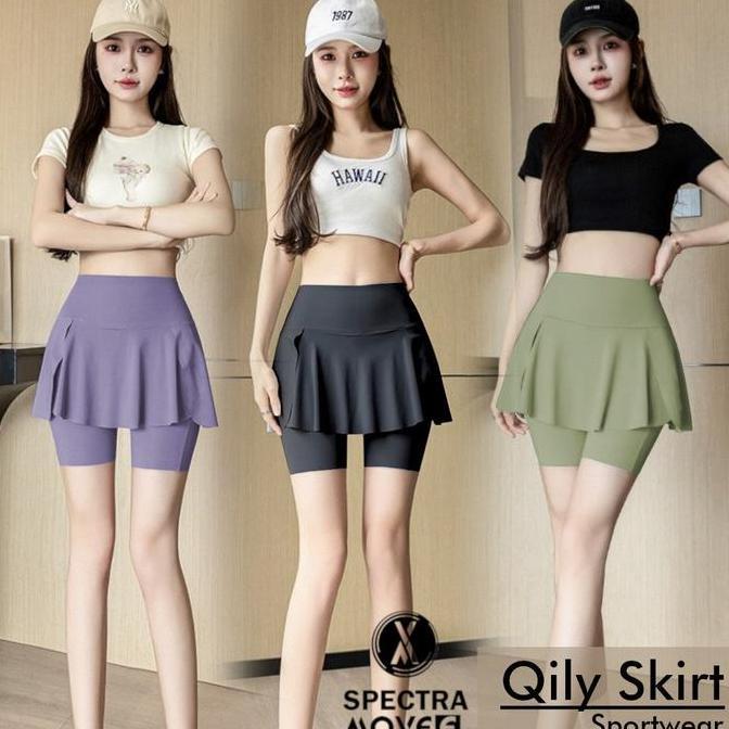 Rok olahraga QILY SKORT rok tennis badminton senam aerobic gym trampolin wanita Sport Aerobik