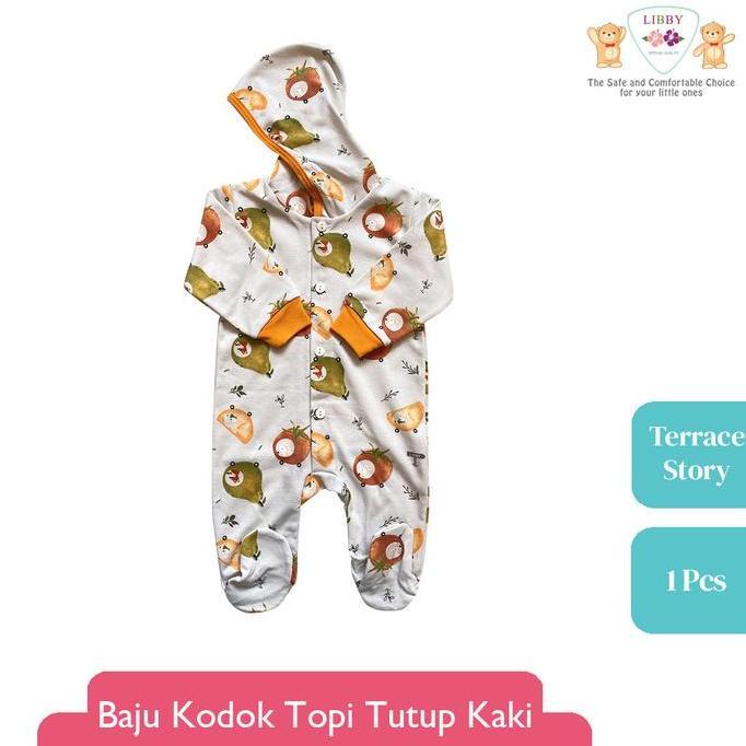 TERLARIS - LIBBY Baju Kodok Panjang Tutup Kaki Pakai Topi Motif Terrace Story (1pcs)