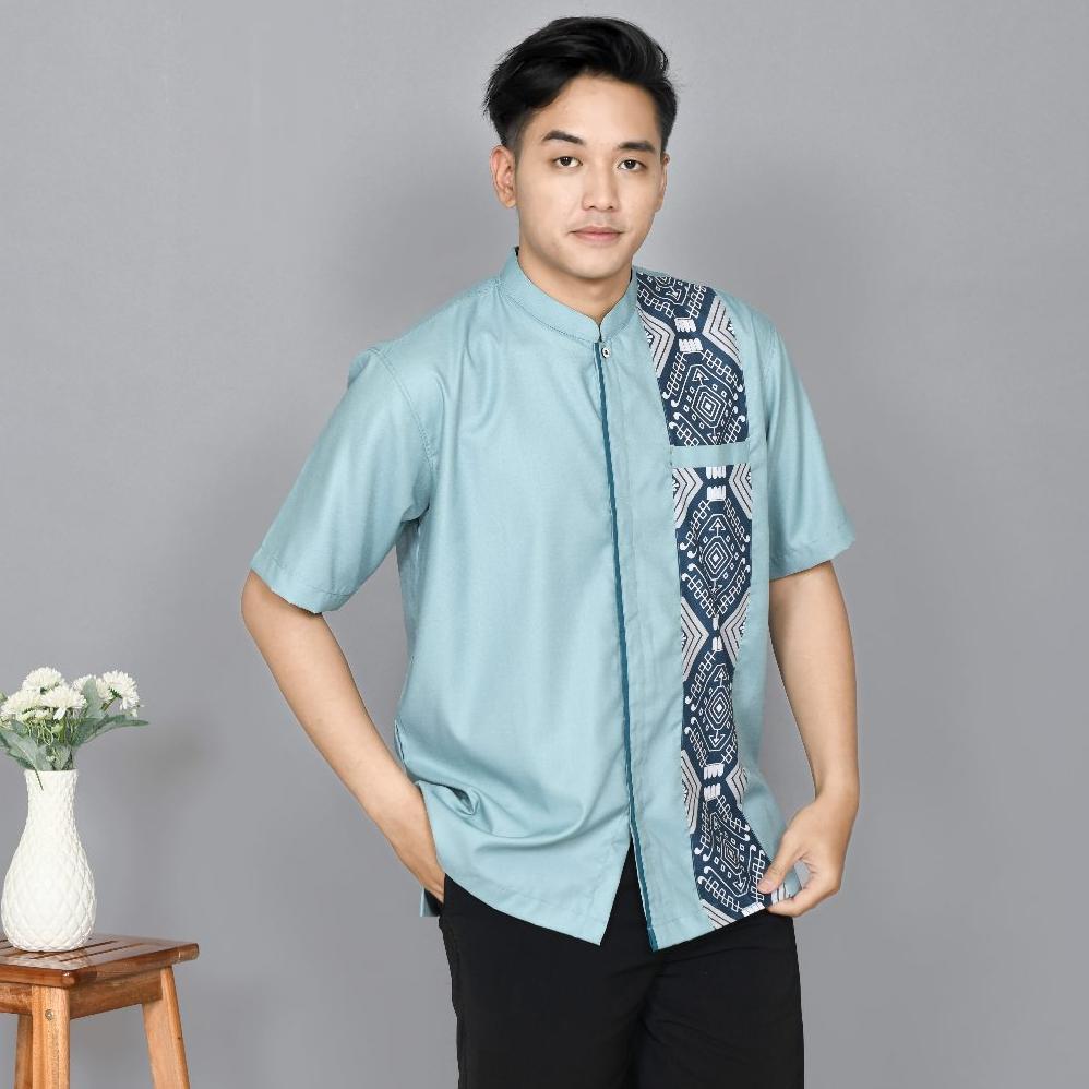 Adhipa Koko Couple Bilal Batik Series Warna Biru/Hijau Wardah Cod