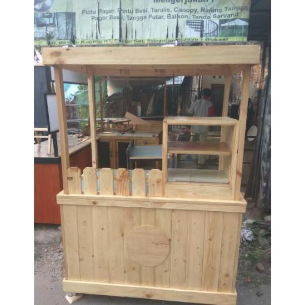Terlaris Gerobak Jualan Makanan Minuman Stand Booth Kayu Jati Belanda Murah