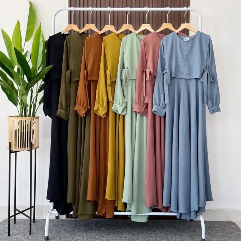 Zahra Vest Gamis Dress Wanita Original