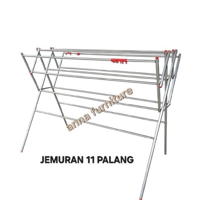 PROMO DISKON - Takashimoerah Jemuran Pipa Stainless Steel 180cm PALANG 9 & 11 Bonus Canteran Hanger 
