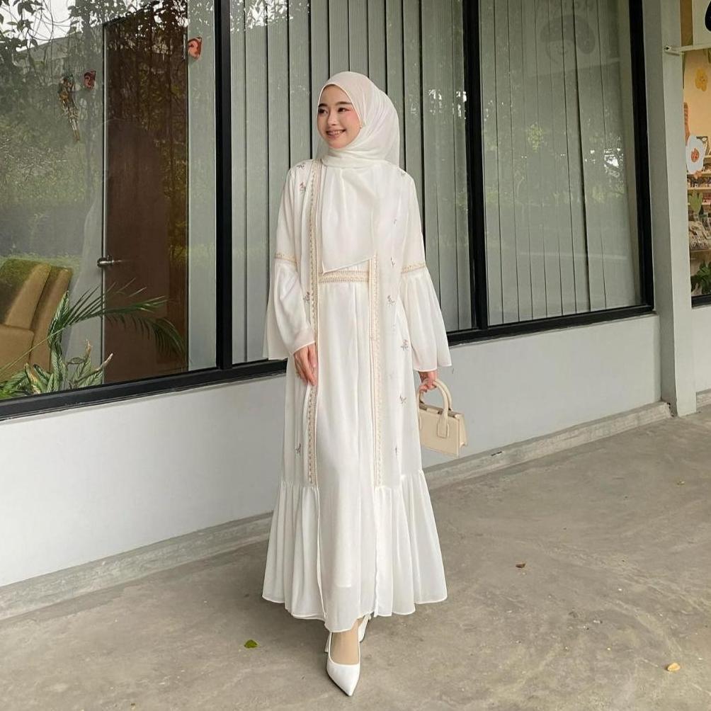 Abaya Hitam Mewah Elegan Nazhira Abaya Set Outer Termurah
