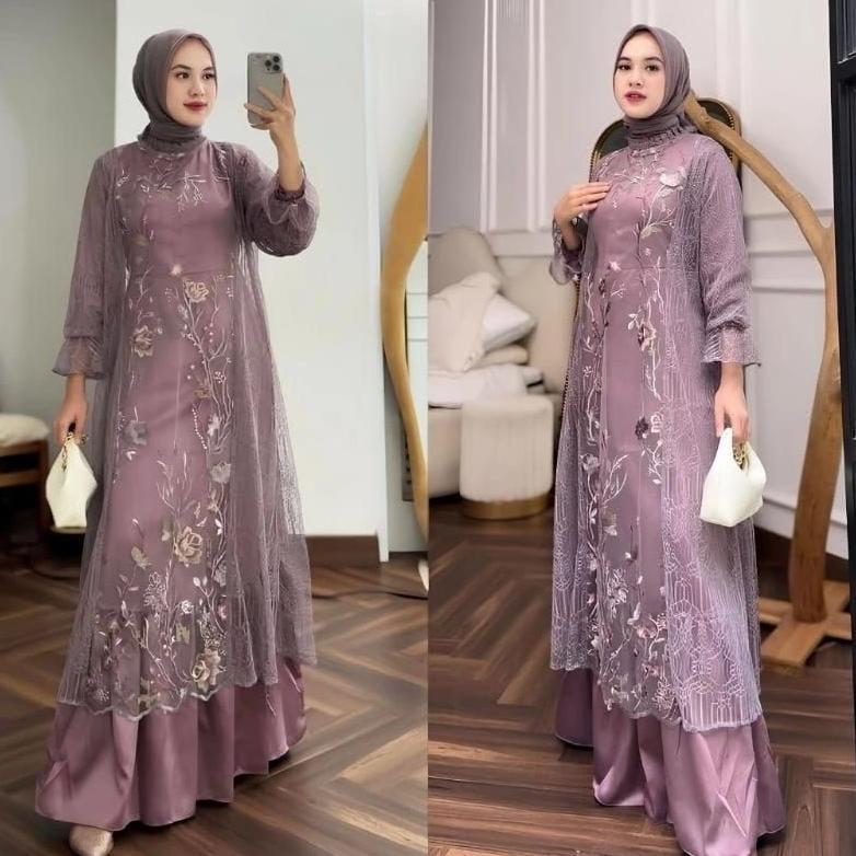 NEW ARRIVAL Free Hijab - Special Price ZEYA Dress Set ( Dress + Tunik Blouse Lace ) Dress Terbaru / 