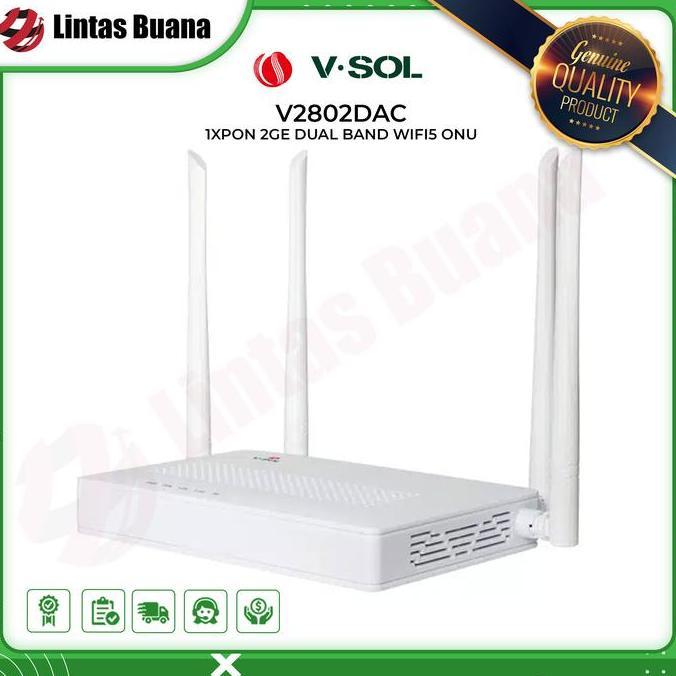VSOL Xpon ONU V2802DAC 1XPON 2GE DUAL BAND WIFI5 ONU
