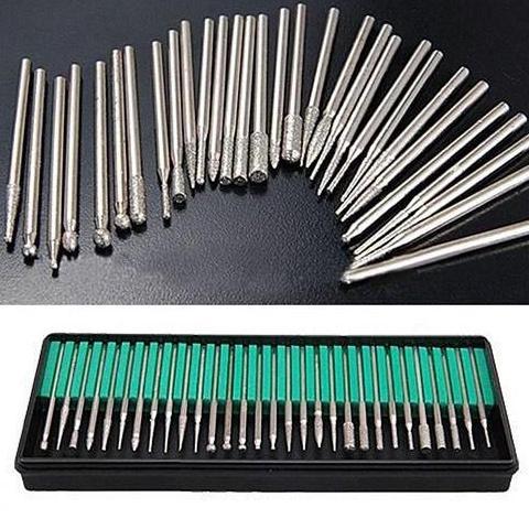 30 MATA GRAFIR NEEDLE GRINDING GRINDER DIAMOND ENGRAVING 3MM ALAT UKIR MENGUKIR BATU MATA BOR MINI D