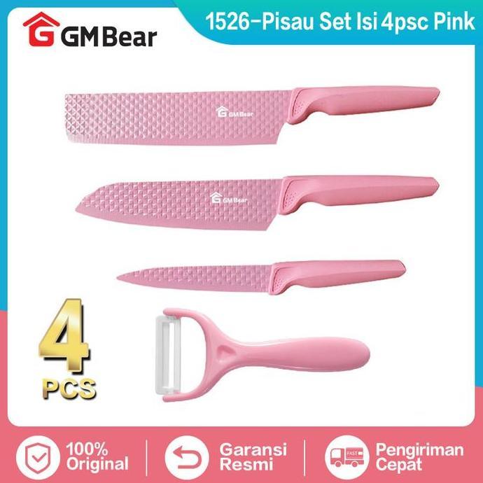 GM Bear Pisau Dapur Set Isi 6pcs 1526 - Pink Kitchen Knife Set