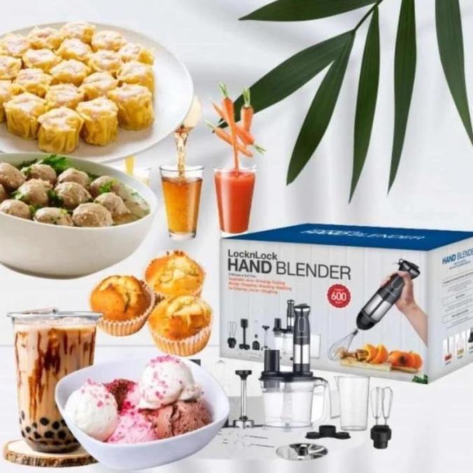 DIAMBU Hand Blender Mixer 12 pcs Lock n Lock EJM 556 BLK 600W Ori Garansi