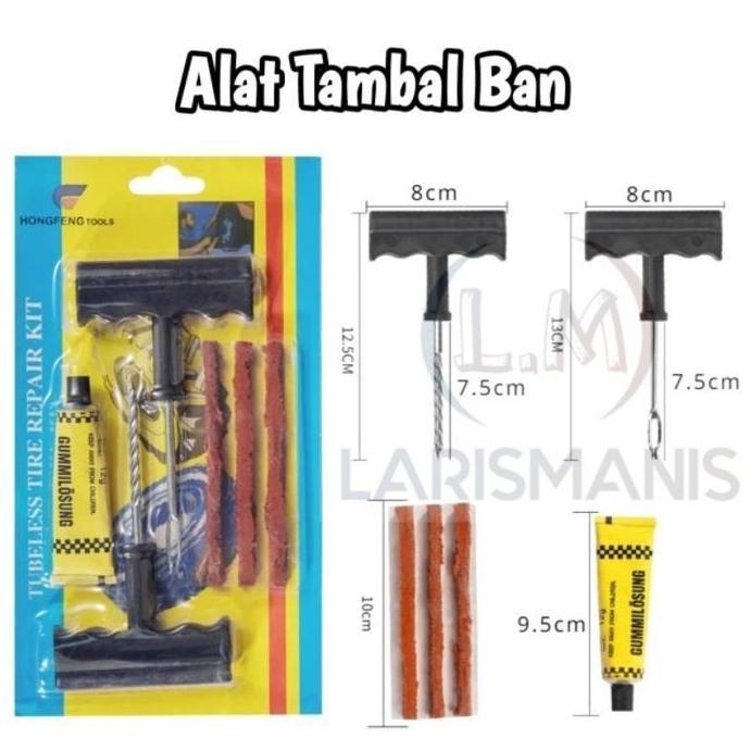 YOUWESTLA Paket Lengkap Tambal Ban Tubless - Alat Tambal Ban Pompa Mini Emergency Tambal Ban Lengkap