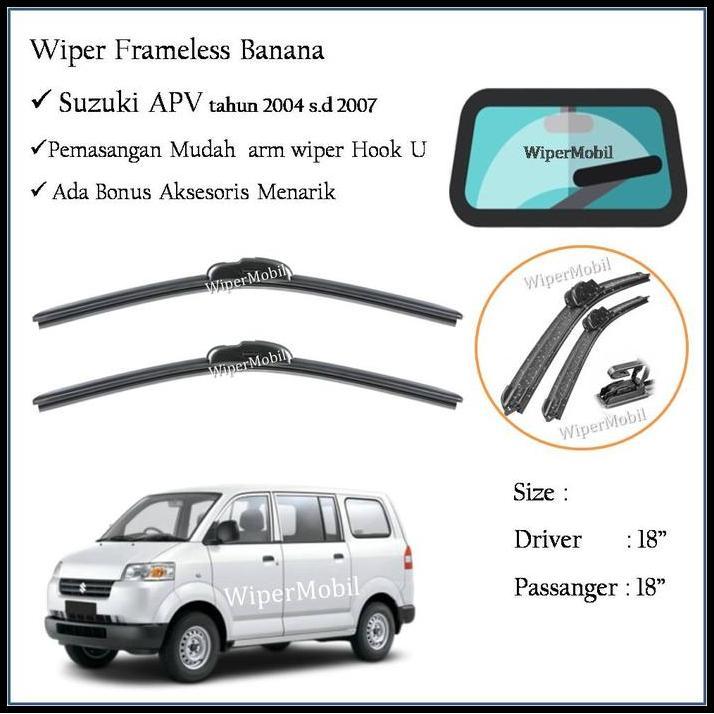 HOT DEAL WIPER FRAMELESS KACA MOBIL SUZUKI APV 2004 2005 2006 2007 