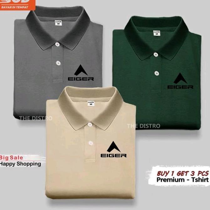 Termurah / Hot Sale Promo Bundling 3 Pcs Polo Shirt Eiger Kaos Harian Kaos Kerja Baju Polo Kerah Pre