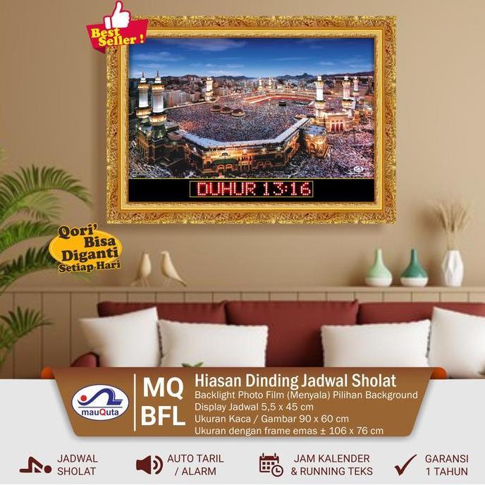 Terlaris Mauquta Jam Jadwal Sholat Digital Dengan Suara Adzan Dan Tartil Otomatis Mq-Bfl Running Tex