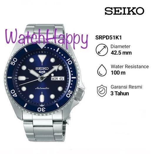 Terlaris Jam Tangan Seiko 5 Sport Srpd51K1 Original New Blue Automatic Srpd51