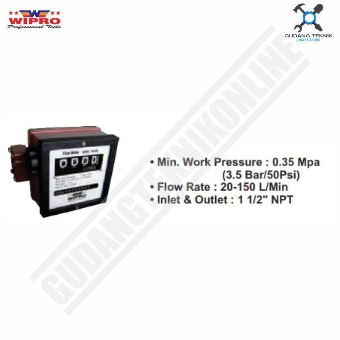 GUNMED Flow Meter 4 Digit 1 1/2" WIPRO FM-40G / Meteran Solar Minyak WIPRO