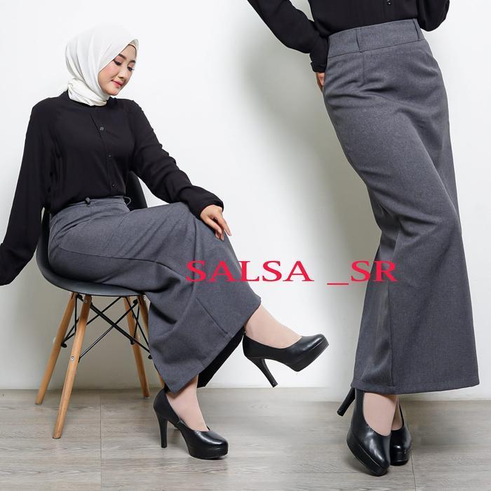 Bisa Cod - Rok Span Rempel Panjang / Rok Span Panjang / Rok Panjang Polos Hitam Wanita Muslim