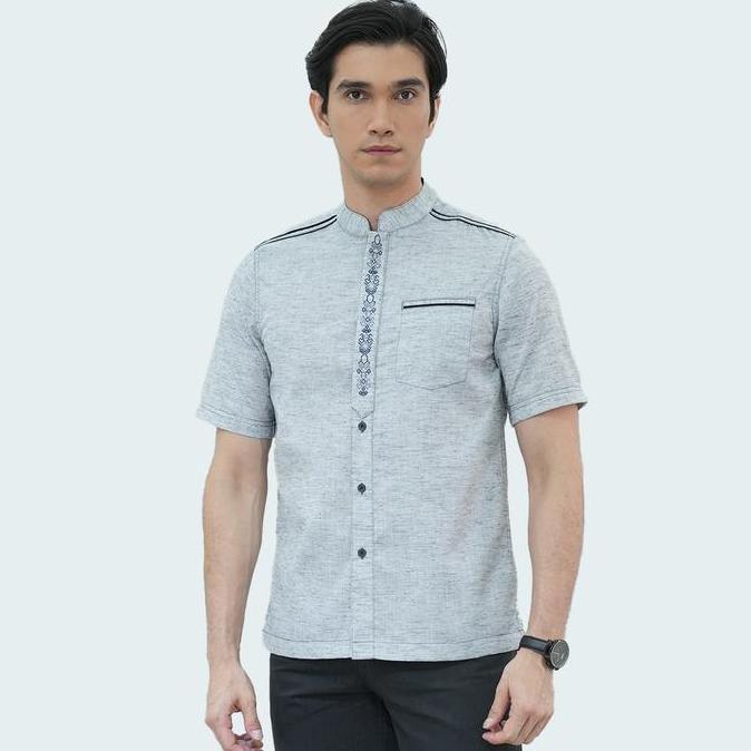 LGS - Baju Koko - Slim Fit - Lengan Pendek - Motif Polos - Baju Muslim Pria Dewasa LL