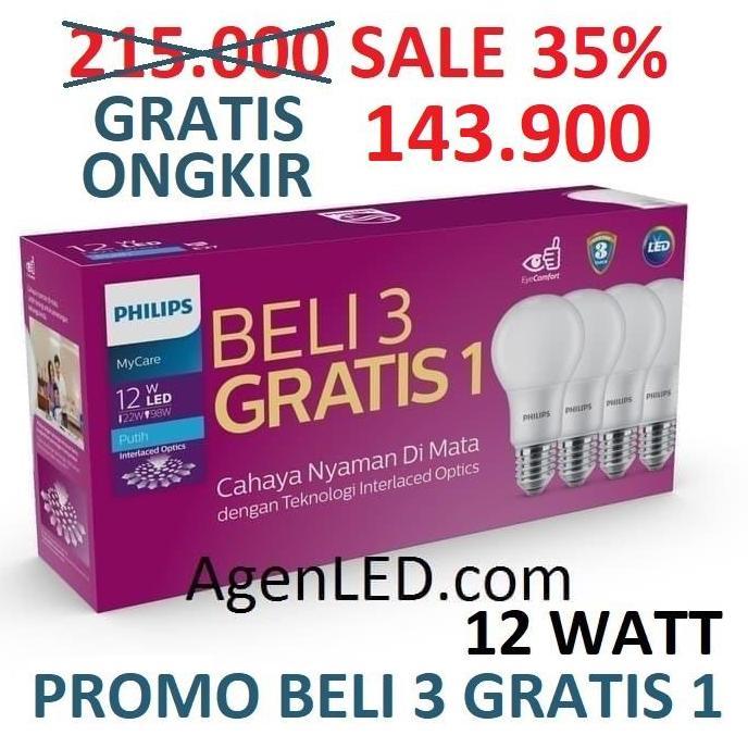 Leggero- Philips Lampu Led 12W Bohlam 12 W Watt Putih Bulb Mycare Philip 12Watt