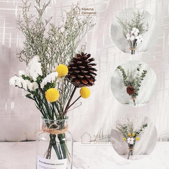Set Vas Bunga Aesthetic Jumbo Ukuran Besar 50cm Tinggi Vas 18cm Diameter 8cm Bunga Kering Hand Bouqu
