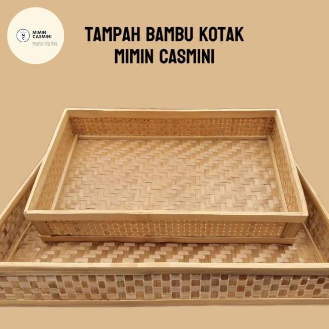 TAMPAH TUMPENG ANYAMAN BAMBU KOTAK / NAMPAN BAMBU BESAR BS
