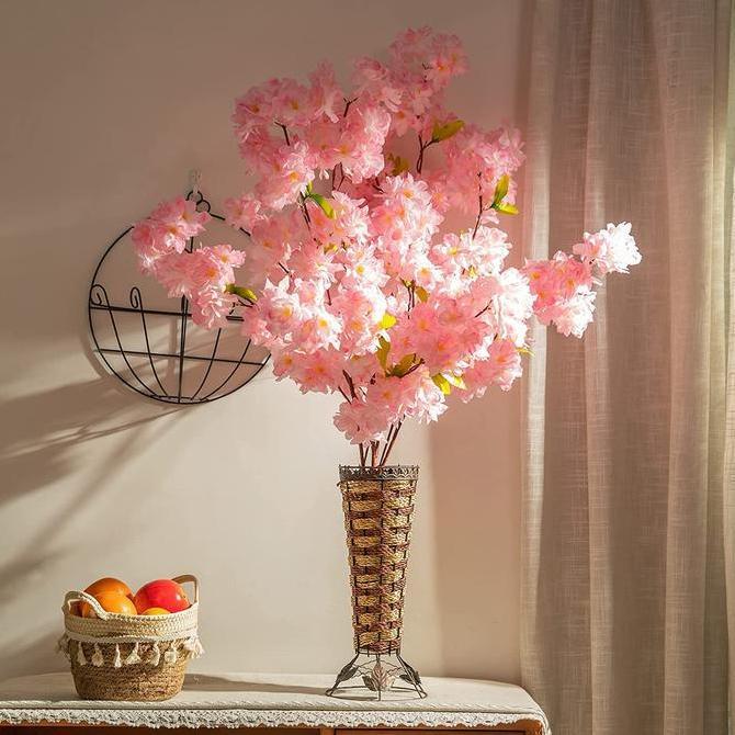 Bunga Simulasi Sakura Buatan Plastik 65Cm - Merah, Putih, Pink, Kuning, Ungu Bunga  Sakura Bunga  Pl