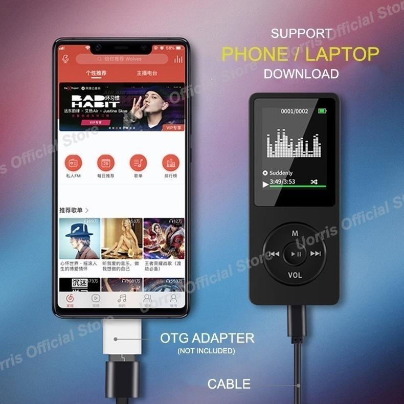 Uorris Mp4 Player Bluetooth Mp3 Mini Player Bluetooth Mp3 Bluetooth Speaker Free 32Gb Card Usb/Type 