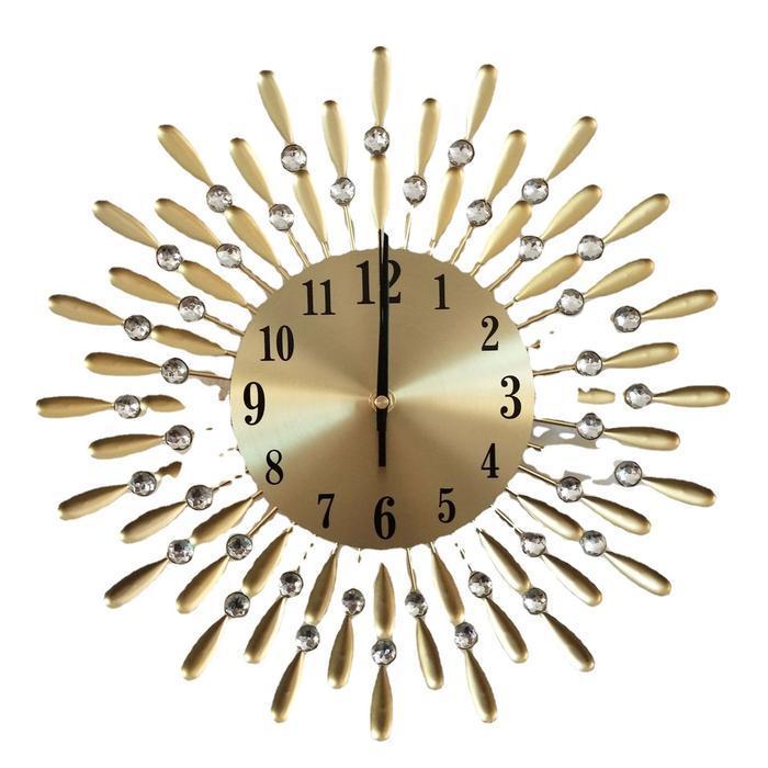 Jam dinding besar mewah gold matahari