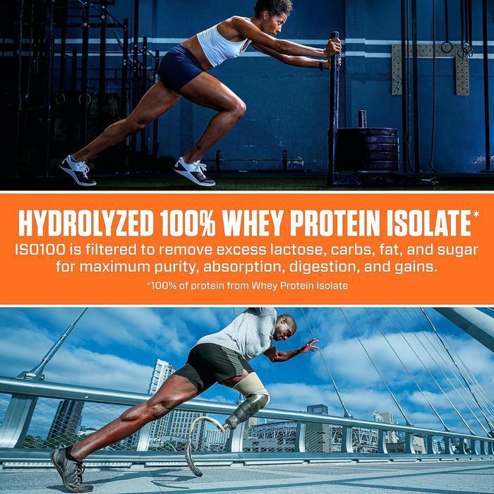 Dymatize ISO100 Hydrolyzed Protein Powder in Dunkin' Flavor, 100% Whey Isolate Protein, 25g Protein,