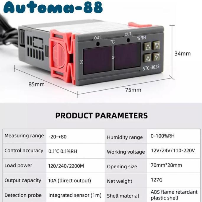 Hiyahiya- Stc-3028 Digital Humidity Temperature Controller Meter Ac 220V Stc3028