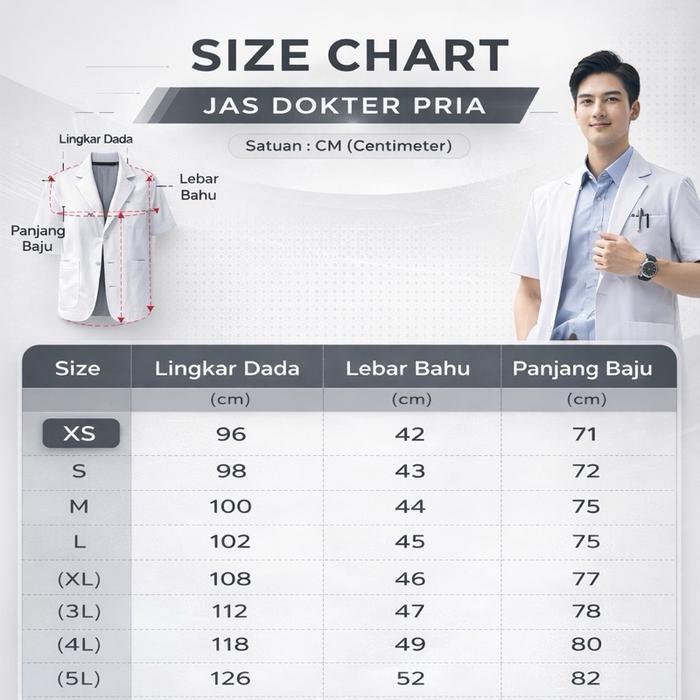 Bisa Cod - Jas Dokter Pria / Sneli Dokter Pria / Jas Putih / Jas Koas / Baju Dokter Cowo / Jas Dokte