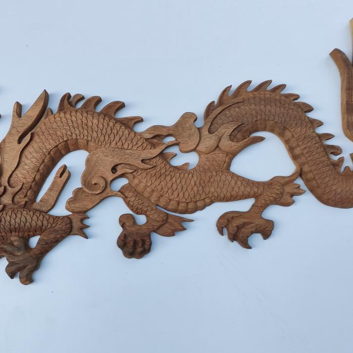 UKIRAN NAGA - FENGSHUI NAGA -RELIEF NAGA - KAYU - PANJANG 80 CM