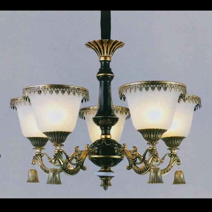 LAMPU GANTUNG HIAS KLASIK 5 LAMPU RUANG TAMU ELEGAN Kamar Besi Bulat