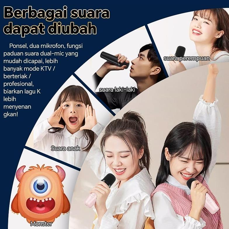 Best Deals Speaker Bluetooth  Karaoke 2Mic 1 Set Karaoke Speaker  Sound Bluetooth Super Bass Aktif H