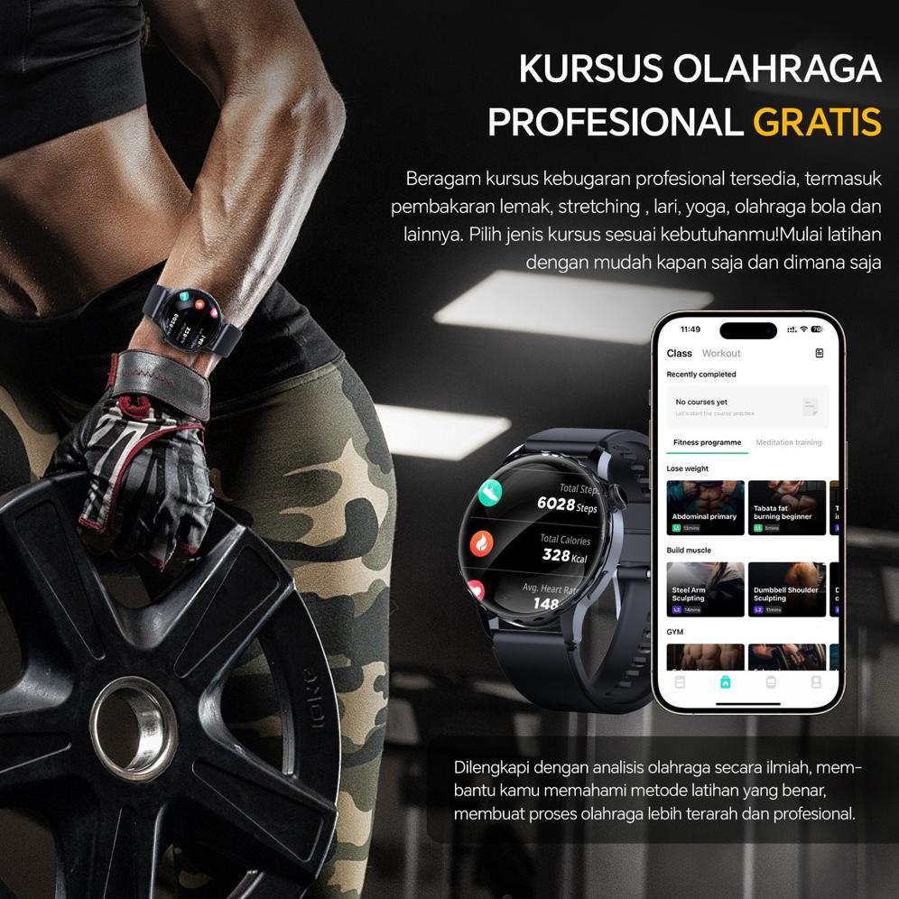 New Morein Plus Gt2 Smartwatch - Layar Amoled 1.43'' | Badan Logam | Tahan Air 1Atm | 100+ Mode Olah