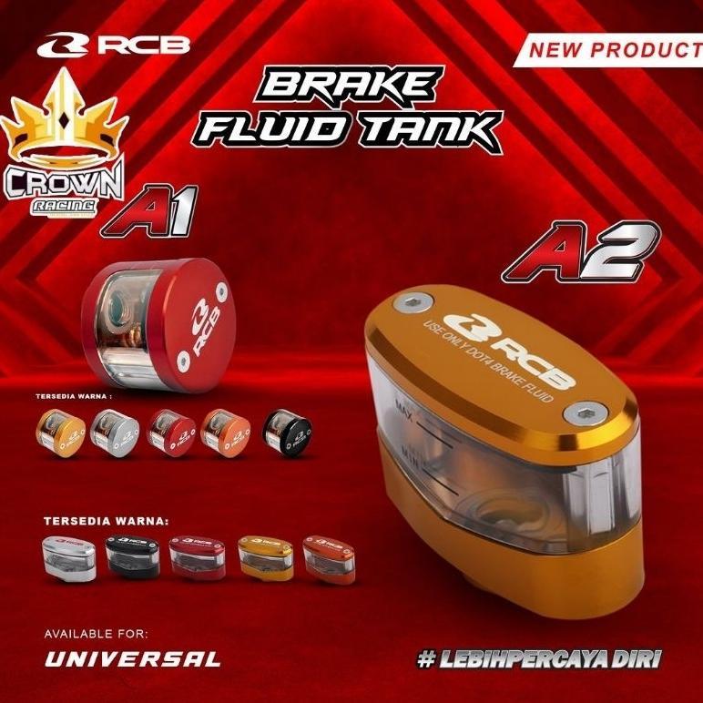 Tabung Minyak Rem RCB Kaca Aluminium CNC Bulat Oval Universal