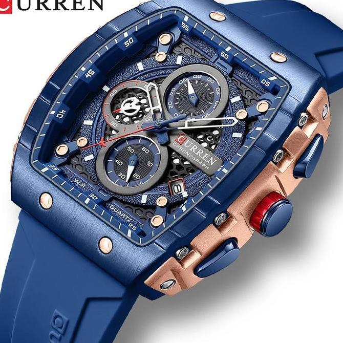 Jam Tangan Pria Analog Tali Silicone Chronograph CURREN 8442