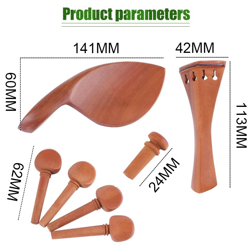 Set Parts Biola/Violin 4 / 4 - Peg,Chinrest,Tailpiece,Endpin - Tuning Pegs