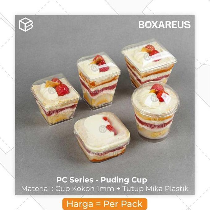 Cup Puding Wadah Agar Jelly Gelas Plastik Dessert Cup Kotak Bulat | PC