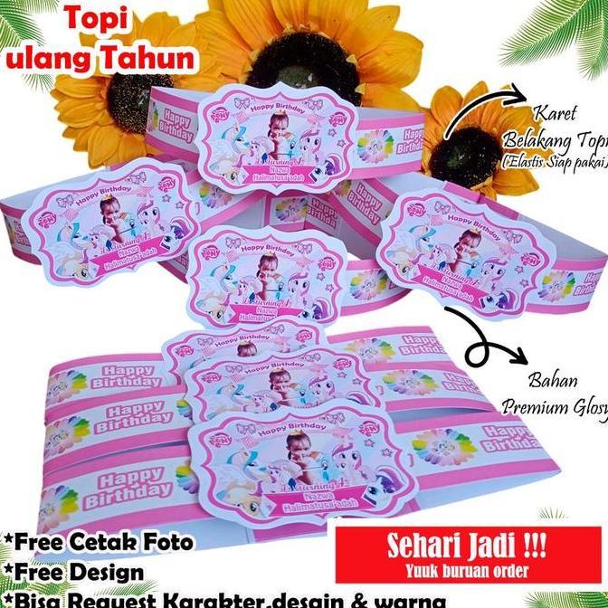 Topi ultah anak isi 70 pcs(PAKET TOPI & UNDANGAN) Topi pesta/Topi ulang tahun/Topi ultah custom/Topi