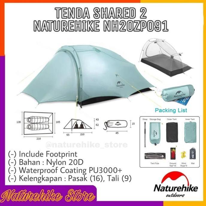 Terlaris Tenda Shared 2 Naturehike Nh20Zp091