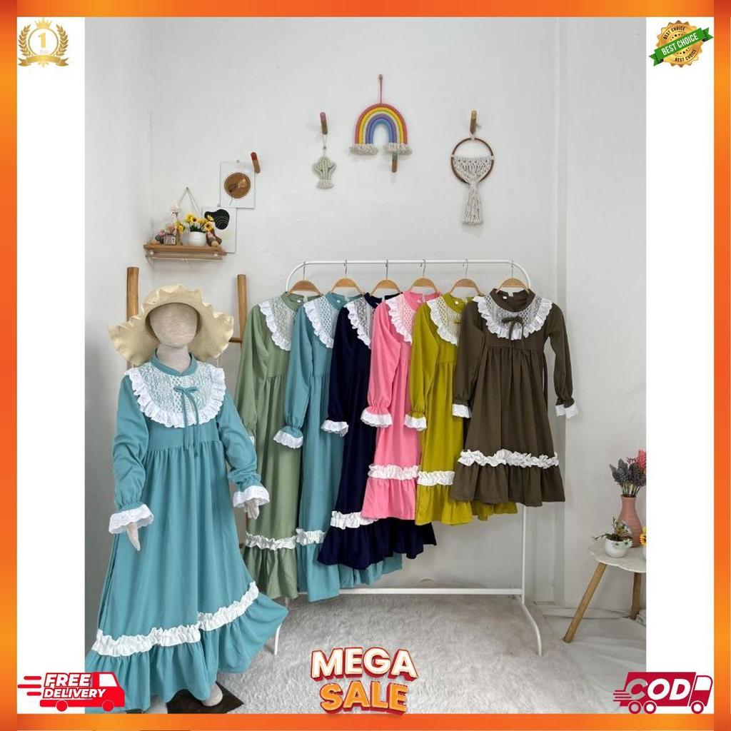 Gamis Anak Dixie Brukat Smlxl Baby.Cloth Untuk Umur 3-14Tahun Muslim  Remaja  Tanggung  Cewek  Panja