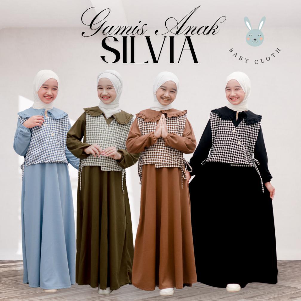 Gamis Silvia Rompi Anak Smlxl Babycloth35 Untuk Umur 3-14Tahun Baju Muslim Panjang Printing Dress Vi