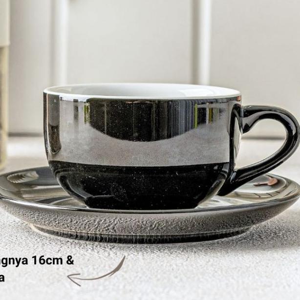 Cup & Saucer Coffee Tea Set 2 Warna Porcelain Keramik 250Ml Kopin